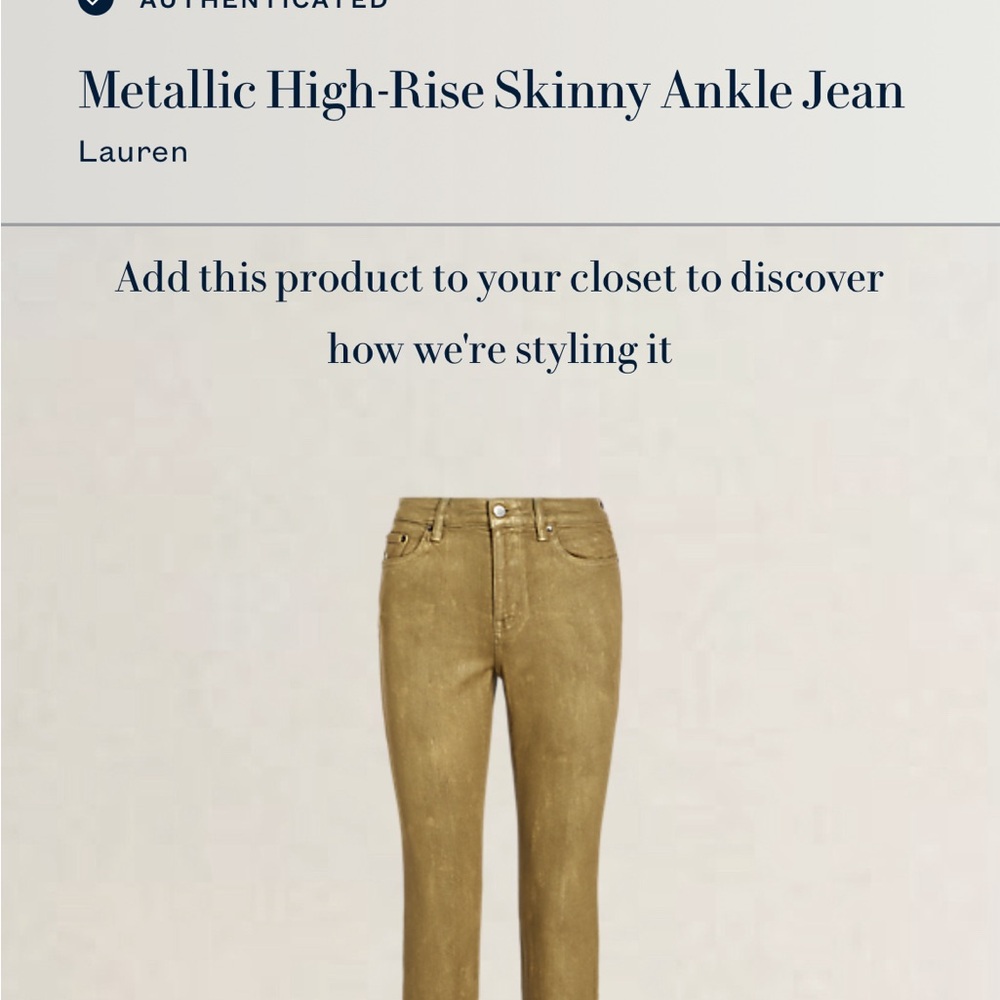 High risa skinny ankle metallic gold Ralph Lauren jeans